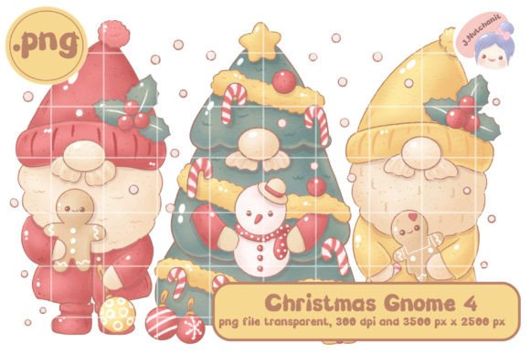 Christmas Gnome 4 with Brown Line: A Versatile Clipart for Creative Projects