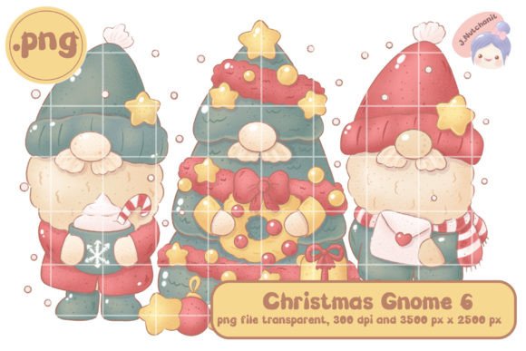 Christmas Gnome 6 with Brown Line