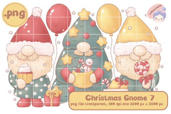 Christmas Gnome 7 with Brown Line: A Versatile Clipart for Creative Projects