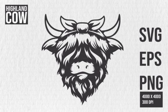Highland Cow Bow Head Clipart for Creative Use