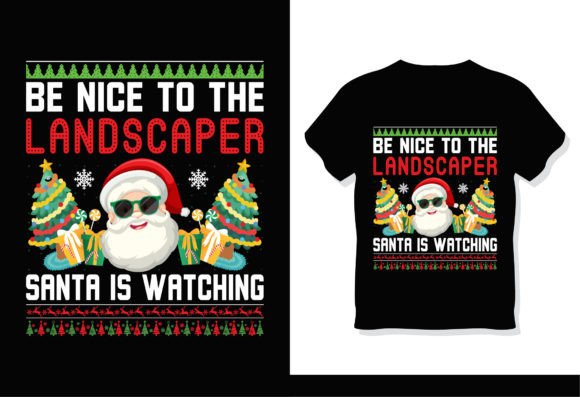 Landscaper Santa Christmas T-Shirt Design