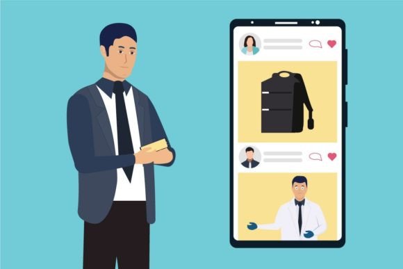 Man Using a Smartphone and Scrolling: A Modern Concept in Digital Design and Communication