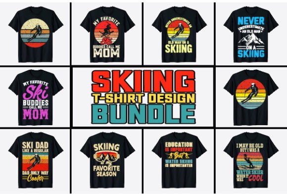 Skiing Sports Ski T-shirt Designs Bundle: A Creative and Practical Resource for Merchandise Creators