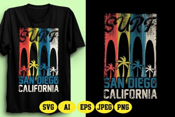 Surf San Diego California Design 12: A Versatile Graphic for Your POD Business